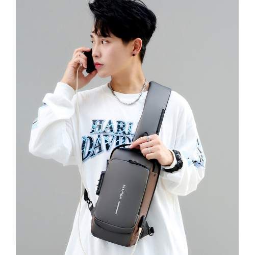 Multi-function anti-theft men's bag with USB combination lock wholesale